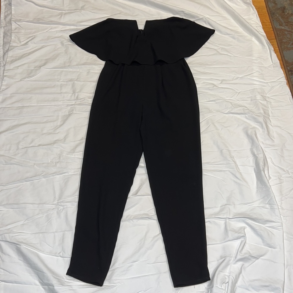 Off the shoulder black jumpsuit!